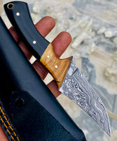 GIFT SERIES Custom Handmade Damascus Hunting skinning knife with Leather sheathe