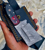 GIFT SERIES Custom Handmade Damascus Hunting skinning knife with Leather sheathe - Troy Blades