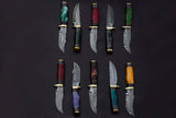 Damascus steel skinning knives lot with Sheath, Damascus knife deal