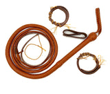 Handmade Tan Color Kangaroo Leather Indiana Jones-style Whip - Troy Blades