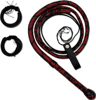 Handmade Bordeaux/Black Color Kangaroo Leather Indiana Jones-style Whip - Troy Blades