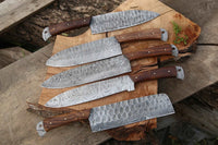 Beautiful Custom hand made Damascus steel kitchen knives sets - Troy Blades