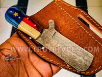 Buy two get one free Texas Flag Handles Beautiful Custom Handmade Damascus CowBoy Hunting Skinning Knife - Troy Blades