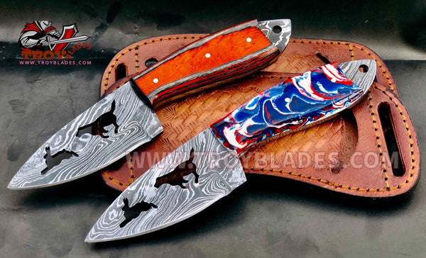 Custom Handmade Damascus Beagles Hunting pair