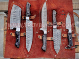 Beautiful Custom Handmade Damascus Kitchen/BBq knives sets