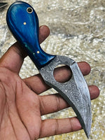 Custom Handmade Damascus Hole Skinning Knife Deal
