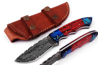 Custom handmade Damascus hunting skinning knife - Troy Blades