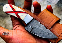 Beautiful Custom Handmade Damascus Skinning knife 5.5”