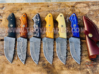 Deal of 6 Hunting Skinning knives with leather sheathe sheathes