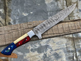 Texas Flag Handles Custom Handmade Damascus Outdoor Kitchen/BBq knives set