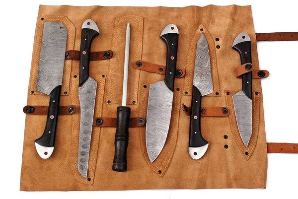 Beautiful Custom Handmade Damascus BBQ/kitchen knives set
