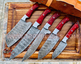 HAND FORGED DAMASCUS STEEL CHEF KNIFE Set Kitchen Knives -Pro5