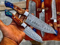 HAND FORGED DAMASCUS STEEL CHEF KNIFE Set Kitchen Knives -Pro5