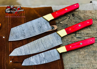 Custom Handmade Damascus Kitchen/BBQ Set S008 - Troy Blades