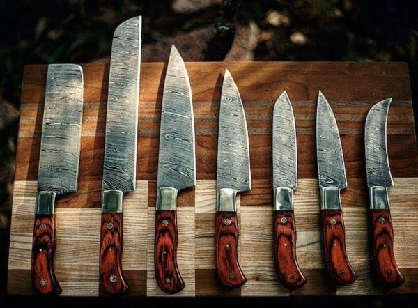 Beautiful Custom handmade Damascus kitchen set - Troy Blades