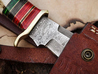 Best Christmas Gift Idea-Free Engraving-Custom Handmade Damascus Antler handle bowie with leather sheathe - Troy Blades