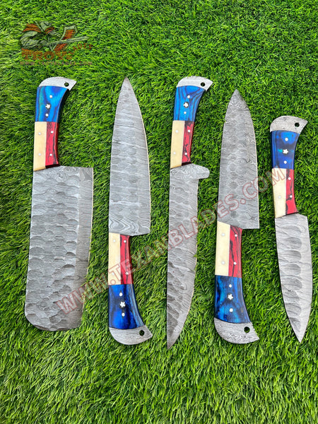 Texas Flag Handles The Valhalla  | 5-Piece Set + Leather Roll