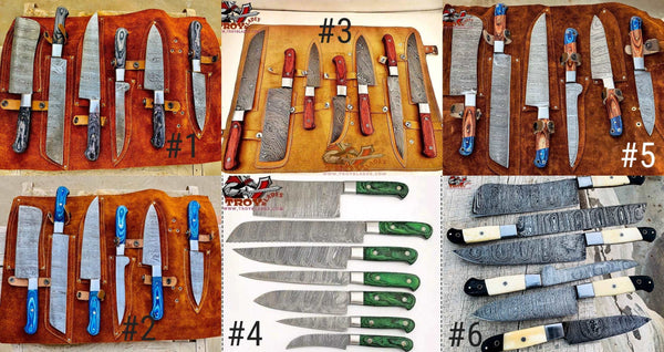 Beautiful Custom hand made Damascus steel kitchen knives sets Deal 05