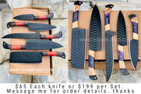 BBQ/Kitchen Sets  | 5-Piece Set + Leather Roll - Troy Blades