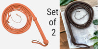 Deal of 2 Handmade Tan/Brown Color Kangaroo Leather Indiana Jones-style Whip