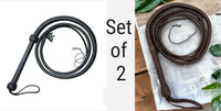 Deal of 2 Handmade Brown/Black Color Kangaroo Leather Indiana Jones-style Whip - Troy Blades