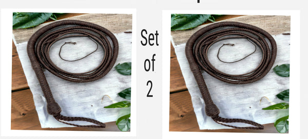 Deal of 2 Handmade Brown+Brown Color Kangaroo Leather Indiana Jones-style Whip