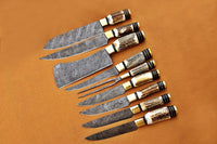 Custom handmade Damascus Antler handle Knives set 1091 - Troy Blades