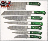 Beautiful Custom hand made Damascus steel kitchen knives sets Deal 05 - Troy Blades